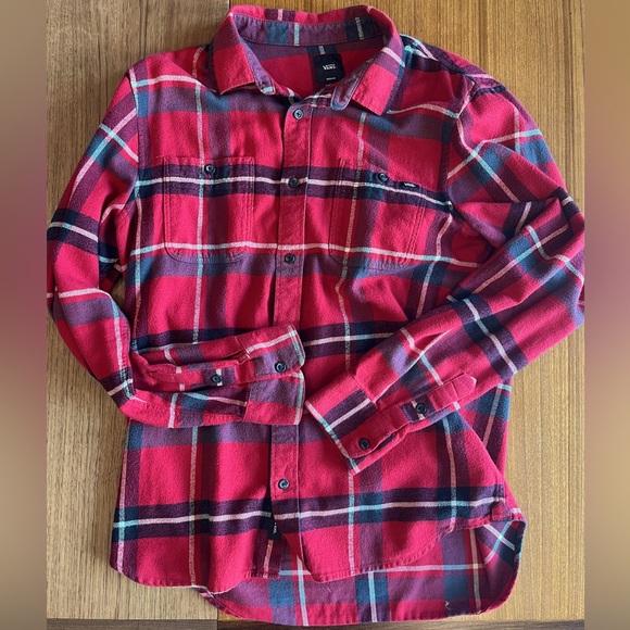 Red and Black Vans plaid long sleeve (M) - Picture 1 of 6